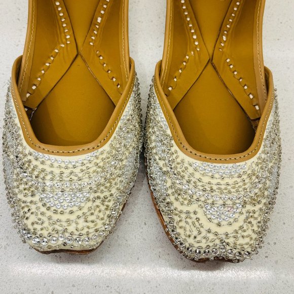 Embellished Cream and Silver Flats - Picture 11 of 16